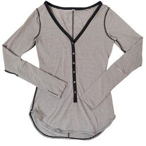 Lululemon Awesoma Henley Hyper Stripe (8) Yoga Casual Everyday Easy Rulu Light